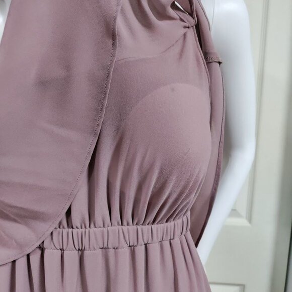 Show Me Your MuMu Caitlin Ruffle Maxi Dress Antique Rose Chiffon Boho Whimsy Fes - Picture 13 of 14